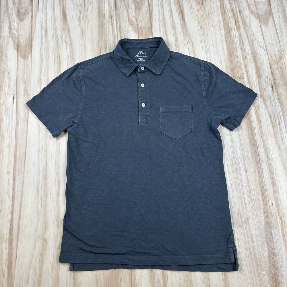 J.Crew Men's Small Gray Garment Dyed Knit Good Shirt Polo Slub Cotton Fitted